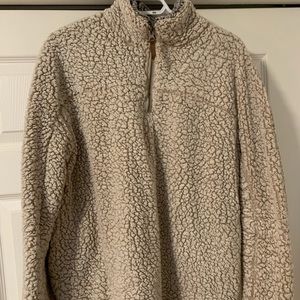 cotton lined three quarter fuzzy zip up.